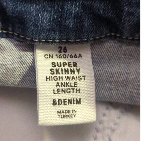 &denim Jeans Woman's Size 26 Super Skinny High Waist Ankle Length Distressed - Picture 8 of 13